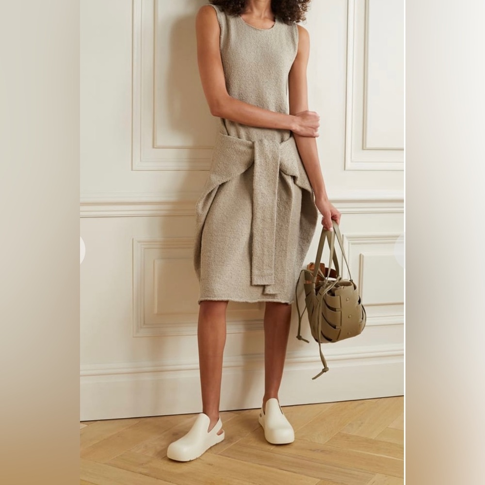 LAUREN MANOOGIAN TIE FRONT ORGANIC COTTON TERRY DRESS 2 M